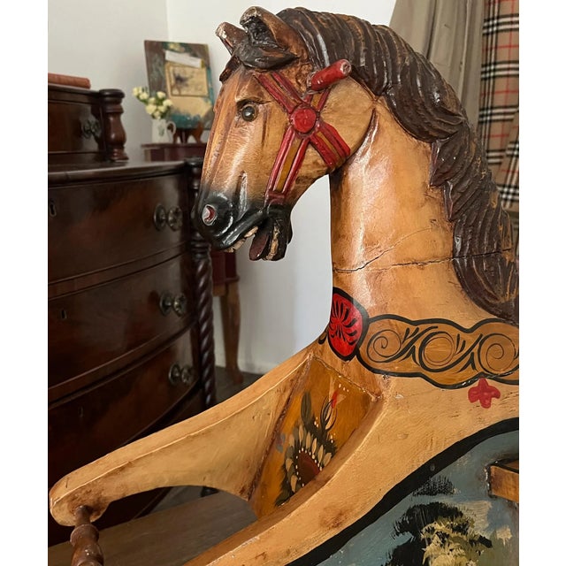 Mid 20th Century Vintage Hand-Carved Wooden Rocking Horse For Sale - Image 5 of 5