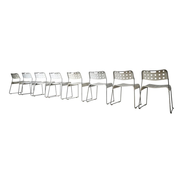 Omstak White Stackable Chairs by Rodney Kinsman for Bieffeplast, 1972, Set of 8 For Sale - Image 17 of 18