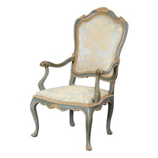 20th-C. French Louis XV Style Hand Painted Bergere Chair Att. Hendrix Allardyce For Sale