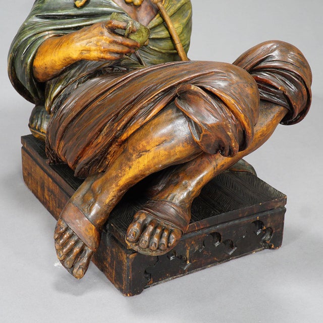 Brown Wooden Carved Sculpture of a Coffee Drinking Arab, Vienna Ca. 1900 For Sale - Image 8 of 12