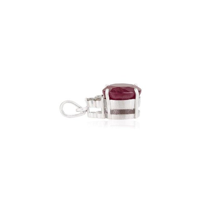 Petite Natural Ruby Diamond Solitaire Pendant for Her For Sale - Image 6 of 12