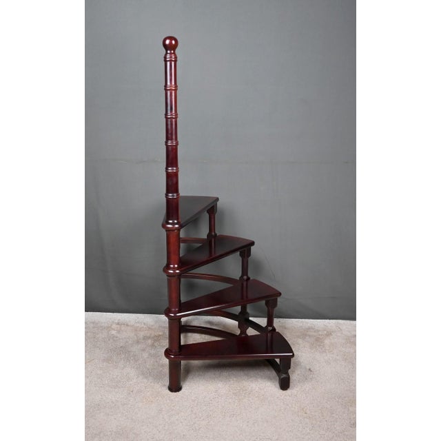 Brown Library Staircase in Stained Beech, 1900s For Sale - Image 8 of 15