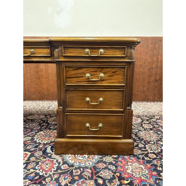 English Chesterfield Desk with Brown Leather For Sale - Image 11 of 18