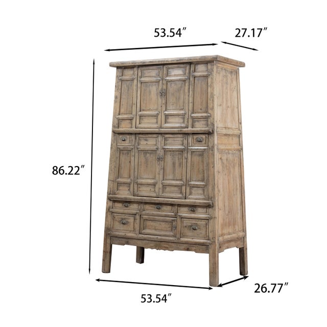 Farmhouse Vintage Tall Storage Cabinet - 7-Drawer a-Frame - Weathered For Sale - Image 3 of 5