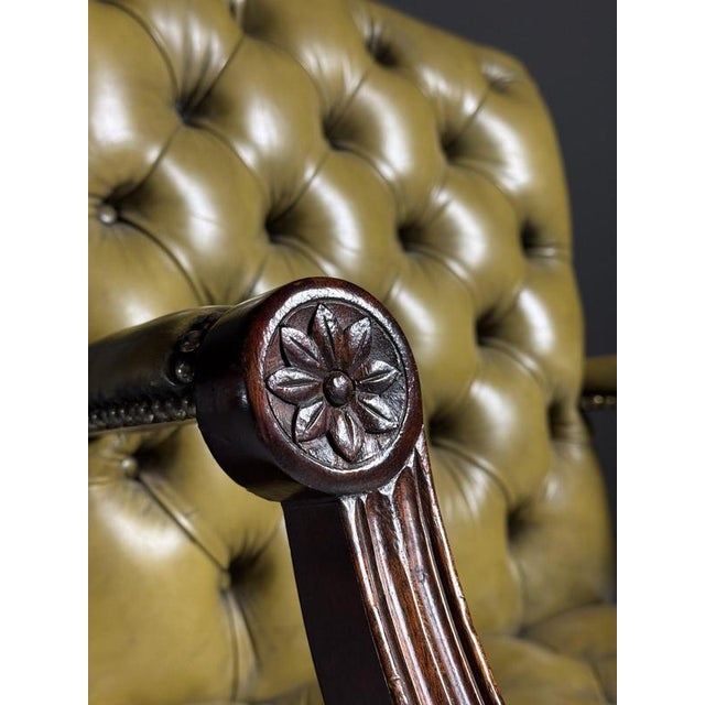 Office Chair in Green Upholstered Leather For Sale - Image 9 of 18