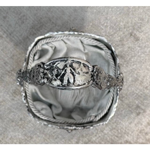 Metal Rare Antique Weidlich Brothers Jewelry Casket With Silk Interior & Twisted Cord For Sale - Image 7 of 12