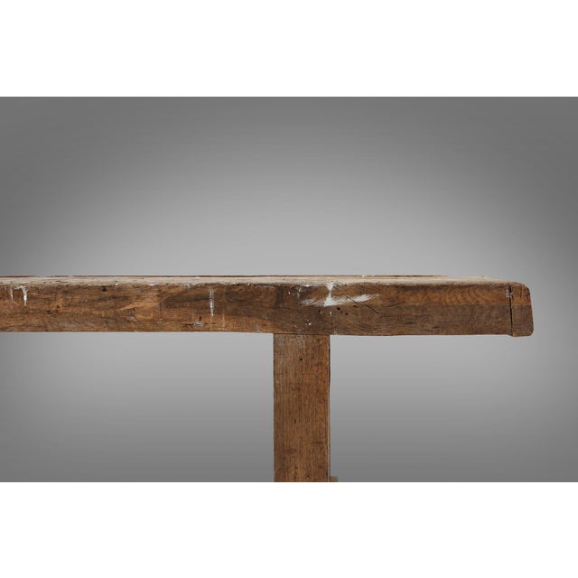 Industrial Oak Workbench, Belgium, 1900s For Sale - Image 5 of 16