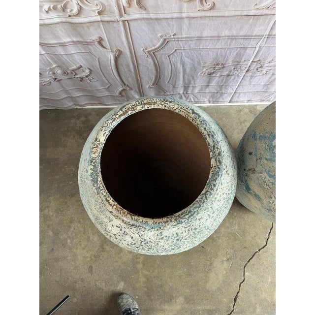 Terra Cotta Blue Urns, Garden Elements, Elegant Design For Sale - Image 17 of 17