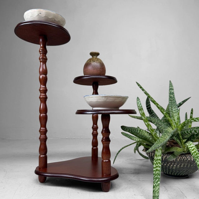 Mid-Century Modern Japanese Three-Tier Hana-Dai Plant and Ceramic Stand, 1960 For Sale - Image 3 of 13