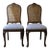 Pair of Vintage French Provincial Cane Back Dining Chairs With Blue Upholstered Seats For Sale