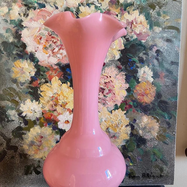 Large Italian Bohemian Pink Opaline Vase, 1960s For Sale - Image 4 of 7