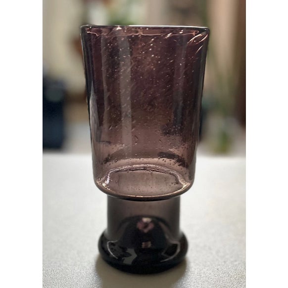Glass Circa 1975 Kaj Franck Finish Modern Dark Violet Glass Vase For Sale - Image 7 of 10
