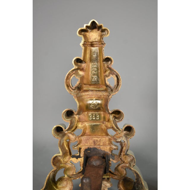 Early 20th-Century French Brass Fire Dogs, 1890s, Set of 2 For Sale - Image 15 of 16