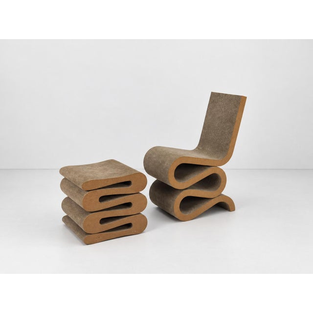 Vitra Easy Edges Wiggle Side Chair with Stool by Frank Gehry for Vitra, Set of 2 For Sale - Image 4 of 18