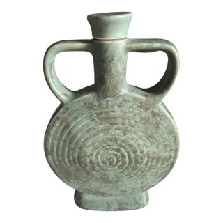 Vintage Sabra Jade Green Decanter Stoneware Circa ‘80’s For Sale