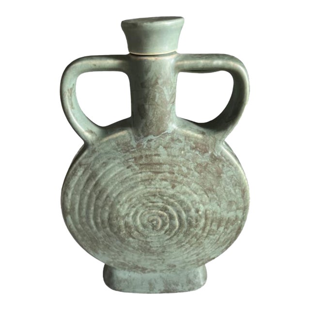 Vintage Sabra Jade Green Decanter Stoneware Circa ‘80’s For Sale