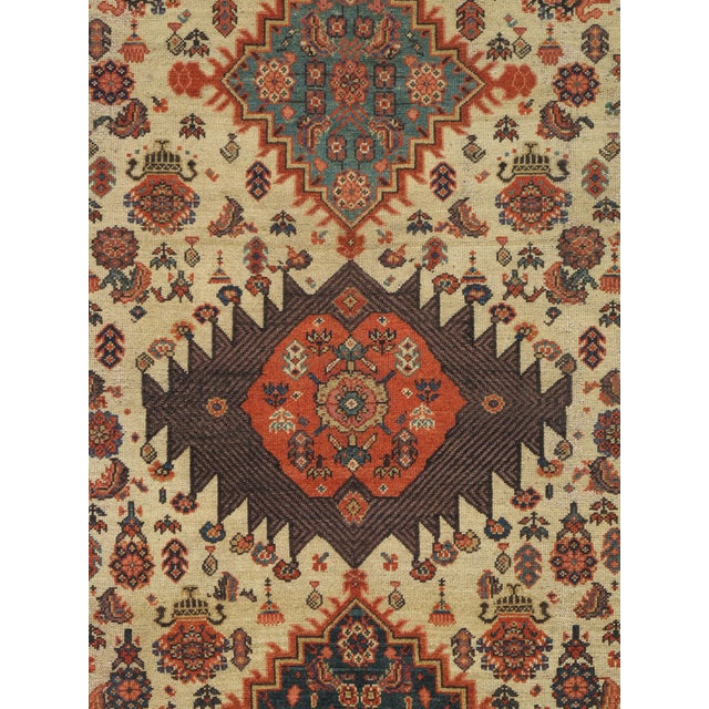 Textile Antique Persian Malayer Carpet, Geometric Design, Ivory, Green, Navy Circa 1890 For Sale - Image 7 of 18
