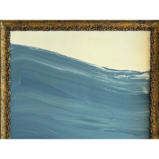Abstract "High Water" Abstract Painting in Antique Frame, Seascape Painting Transitional Wall Art by JTS For Sale - Image 3 of 11