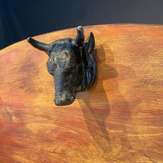 French Butcher’s Block Table With Bull’s Head Mount -Kitchen Island or Sideboard For Sale - Image 11 of 14