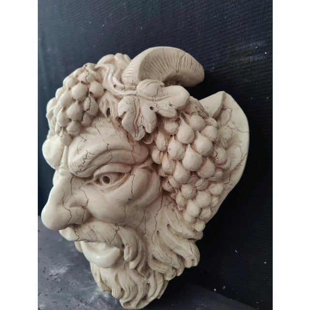 Fountain Mask with Face of Faun with Grapes in Asiago White Marble, Venice For Sale - Image 9 of 12