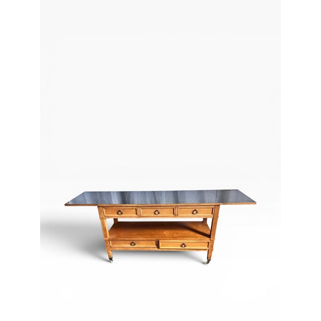 Wood Baker Furniture Milling Road Walnut Drop-Leaf Serving Cart / Console on Casters For Sale - Image 7 of 10