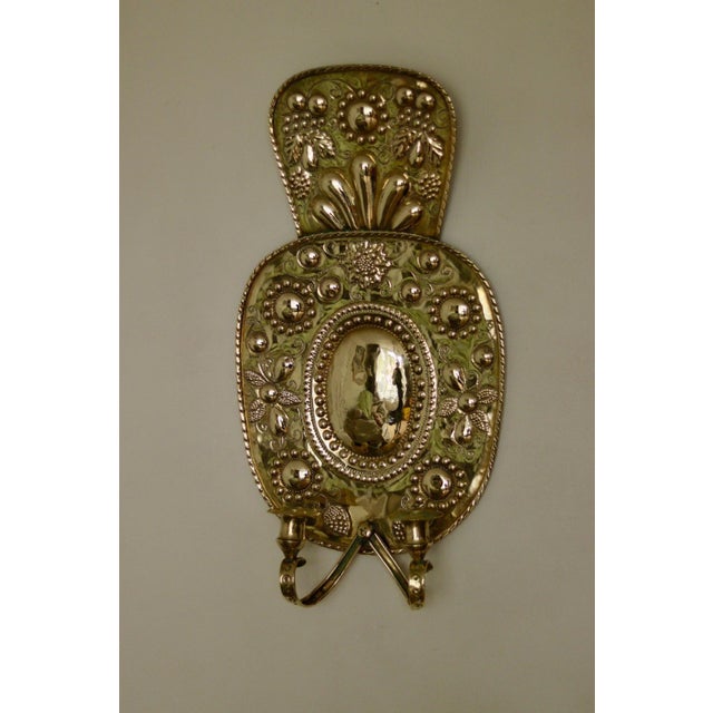 Large Mid-Century Swedish Baroque Style Brass Sconces, Set of 2 For Sale - Image 14 of 17