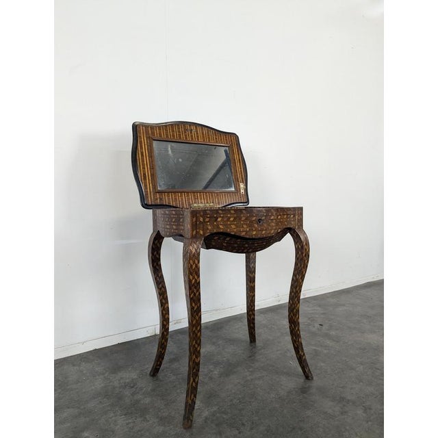 Transition-Style Marquetry Side Table For Sale - Image 6 of 10