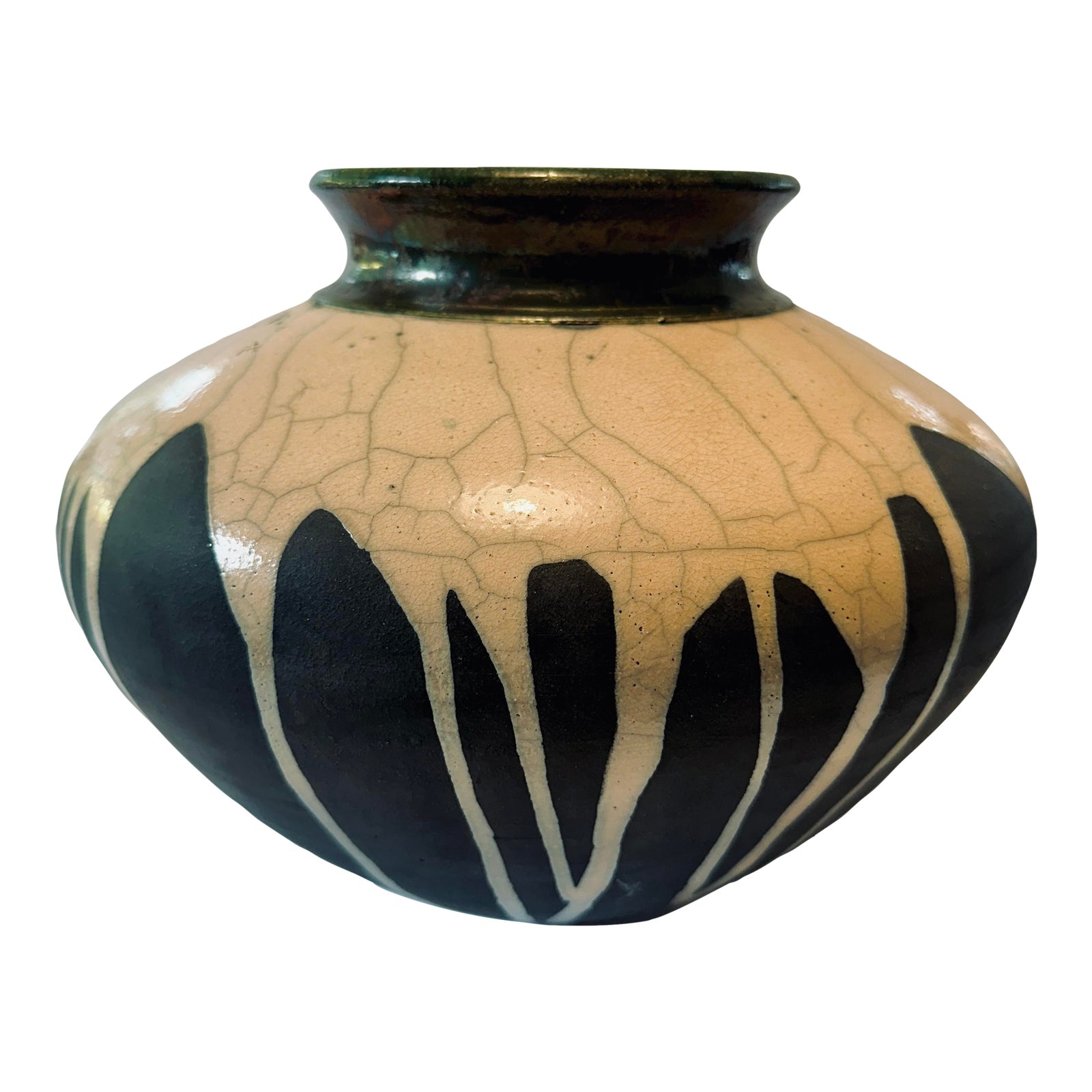 1980s Raku Pottery Vase | Chairish