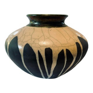 1980s Raku Pottery Vase For Sale