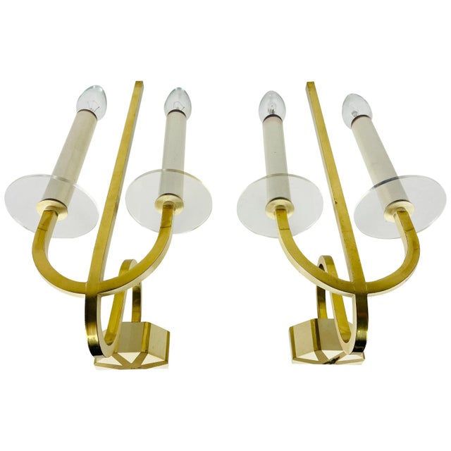 Brass and Glass Sconces, 1960s, Germany, Set of 2 For Sale - Image 10 of 10