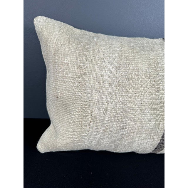 Contemporary Turkish Hemp Pillow Cushion Natural Beige Brown Pillow Cushion Cover 16" x 24" For Sale - Image 3 of 4