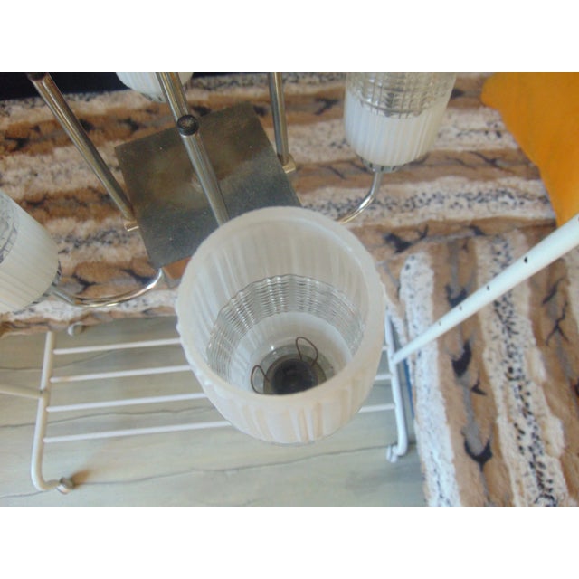 1980s Vintage Nickel Plated Brass Chandelier, 1970s For Sale - Image 5 of 8