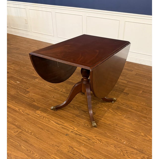 Traditional Mahogany Drop Leaf Breakfast/Dining/Game/Occasional Table by Leighton Hall - Showroom Sample For Sale - Image 14 of 15