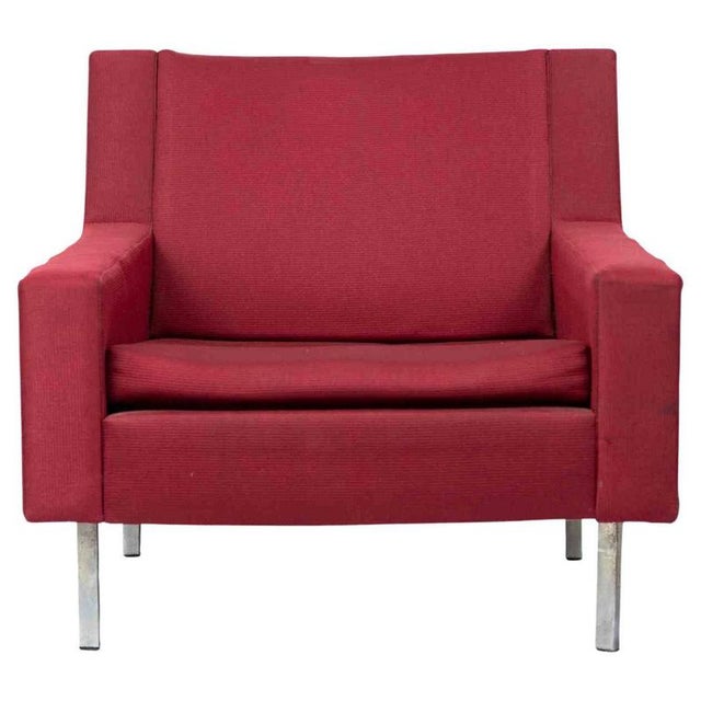 1970s Vintage Italian Red Fabric Florence Lounge Chair from Knoll, 1970s For Sale - Image 5 of 5