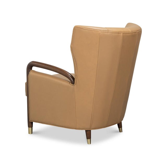 Mid-Century Modern Tan Leather Armchair For Sale - Image 4 of 12
