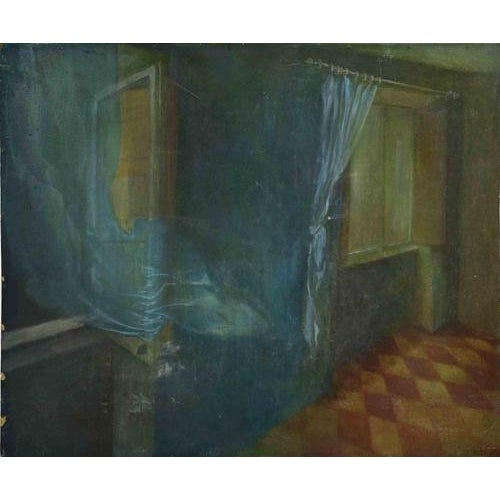 Giovanni Gromo, Interior, 1980s, Oil Painting on Masonite For Sale - Image 4 of 4