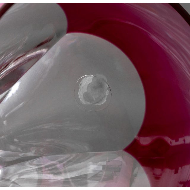 Val St. Lambert Red Cut Crystal Wine Glasses, 8 For Sale - Image 11 of 11