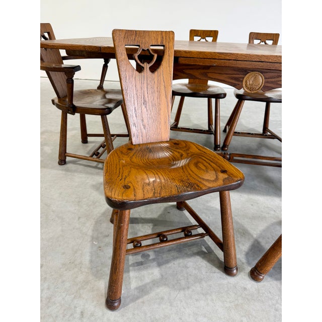 Wood Vintage Scandinavian Brutalist Oak Dining Chairs, Set of 6 For Sale - Image 7 of 12