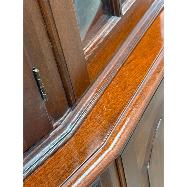 Vintage Pennsylvania House Cherry Bubble Glass Georgian China Cabinet For Sale - Image 12 of 12