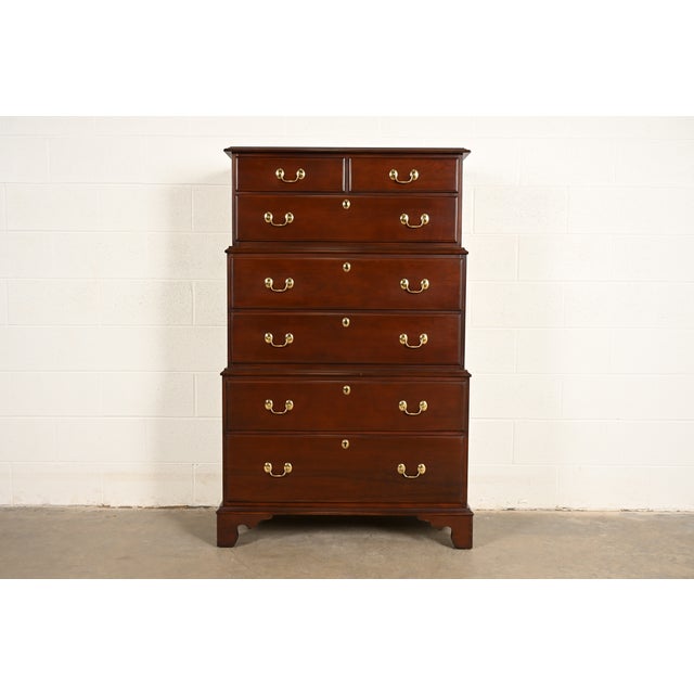 Harden Furniture Georgian Solid Mahogany Triple Chest-on-Chest Highboy Dresser For Sale - Image 17 of 17