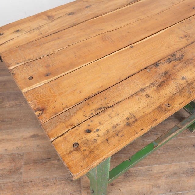 19th Century Hungarian Original Green Painted Pine Work Table For Sale - Image 4 of 14