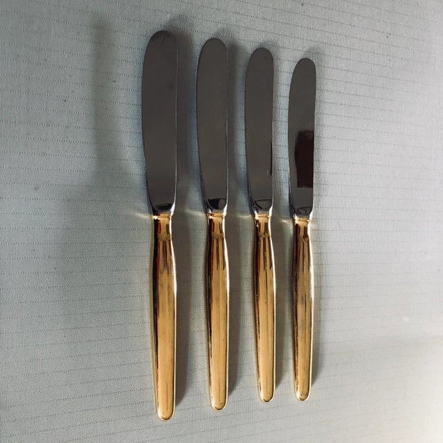 Mid-Century Modern 90's Present by Austria Vienna Gold Stainless Fruit Knives S/4 For Sale - Image 3 of 5