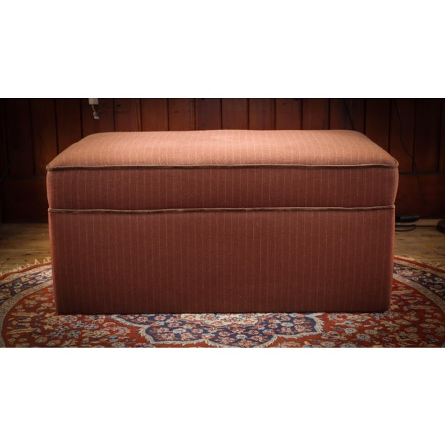 Brown Country House Rectangular Ottoman in Pin-Striped Wool Velvet, 2010s For Sale - Image 8 of 16