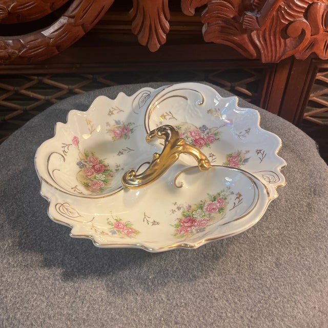 Vintage Three Compartment Porcelain Relish Dish/Platter For Sale - Image 10 of 10