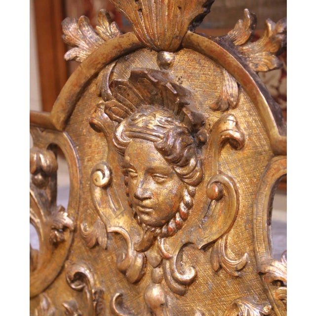 18th Century French Regence Carved Giltwood Wall Mirror With Cherub Crest For Sale - Image 4 of 11