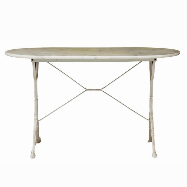 French Mid 20th Century French Marble-Top Cast Iron Bistro Table For Sale - Image 3 of 3