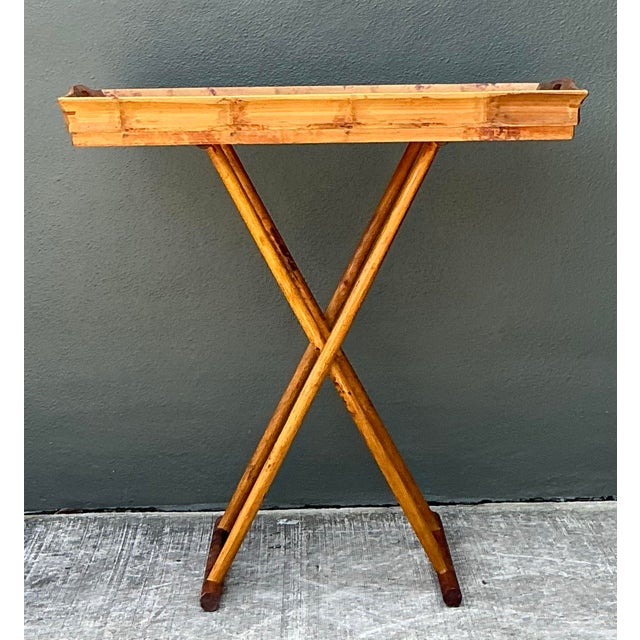 Vintage Split Bamboo Tray Table For Sale - Image 12 of 12