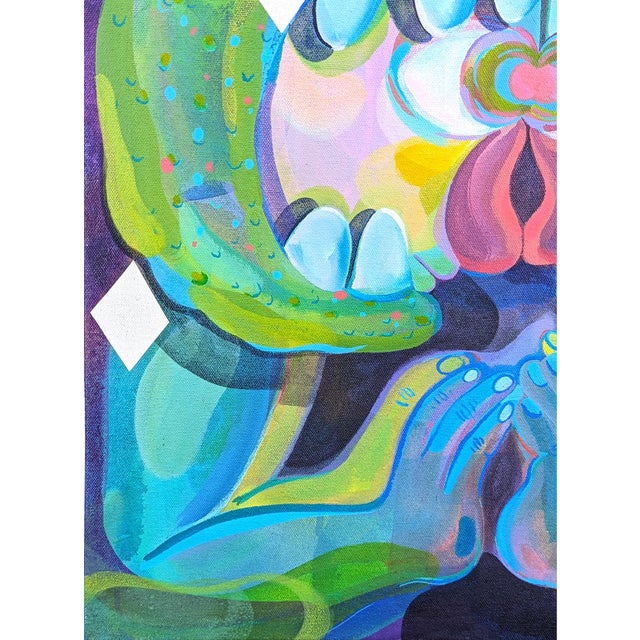 Textile Cecilia Beaven Contemporary Abstract Green and Purple Toned Biomorphic Animal Painting, 2021 For Sale - Image 7 of 11