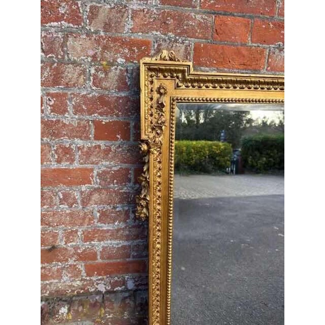 Large Antique English Shaped Top Gilt Overmantle Mirror, 19th Century For Sale - Image 5 of 7