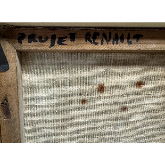 1970s Art Brut, Oil and Sand on Canvas, 1971, Signed Projet Renault For Sale - Image 5 of 10